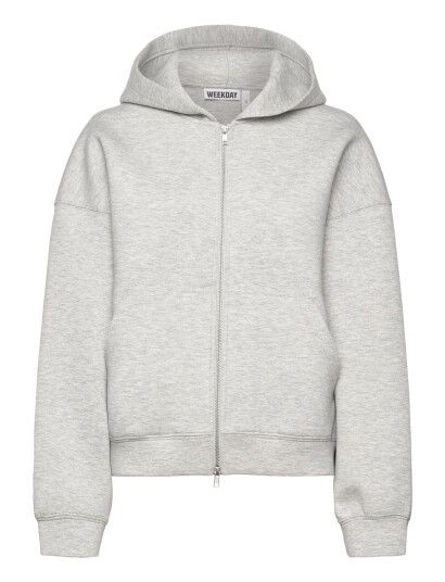 Weekday Oversized Scuba Zip-Hoodie - Grey - S Weekday Oversized Scuba Zip-Hoodie - Grey - S