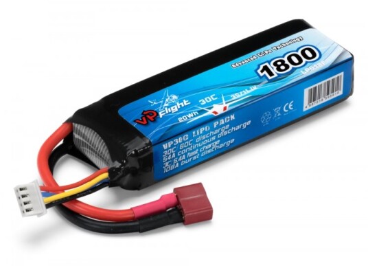Vapex Li-Po Battery 3S 11.1V 1800mAh 30C T-Connector Vapex Li-Po Battery 3S 11.1V 1800mAh 30C T-Connector