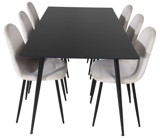 Venture Design Silar & Polar spisegruppe Svart/beige 6 st stoler & bord 180 x 90 cm