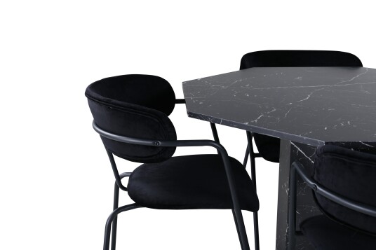 Venture Home Marbs Spisegruppe 110 cm Rund med 4 Arrow Stoler Sort