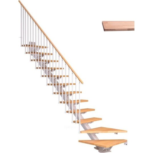 Dolle Sydney L trapp Hvit 9016 classic Iii hvitoljeret Eik 75 11   Loddret Høyde 222 270cm