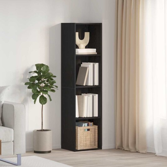  Bokhylle svart eik 36x30x143 cm konstruert tre
