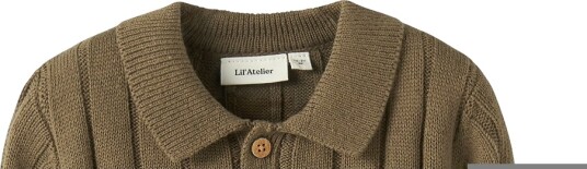 Lil"Atelier Nmmlomon Ls Loose Knit Polo Lil Khaki green 110