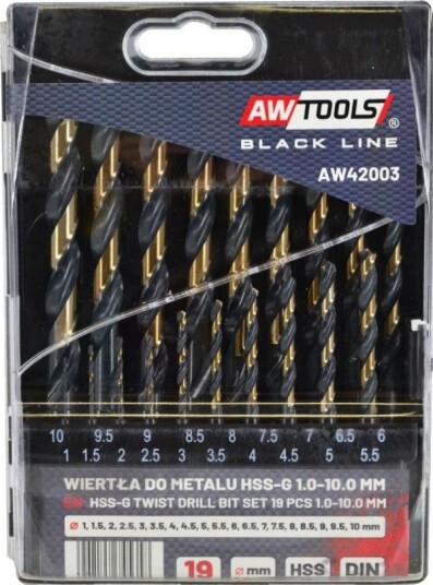 Awtools Bor I Metall Hss M2 Sett. 19 Deler 1,0–10,0 Mm Premium/Op.Pl Awtools Bor I Metall Hss M2 Sett. 19 Deler 1,0–10,0 Mm Premium/Op.Pl