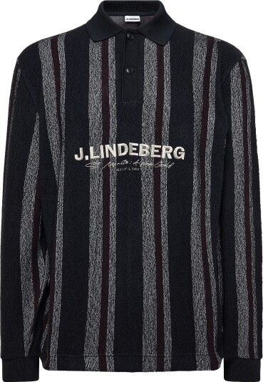 J. Lindeberg Bergman Jacquard Oversize Polo   Black   XXL