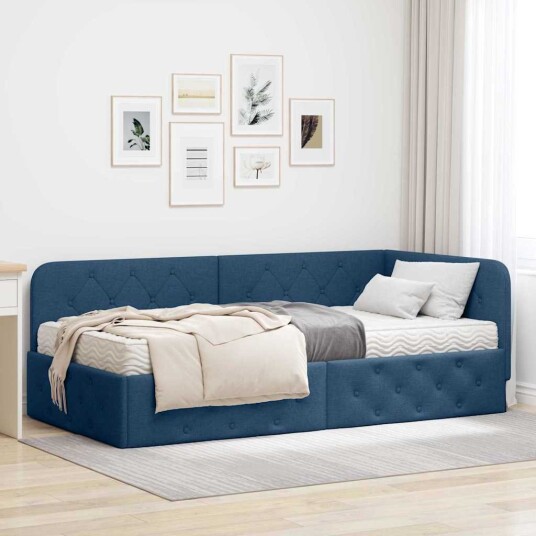 Hjørnesengramme Blå 100 x 200 cm stoff