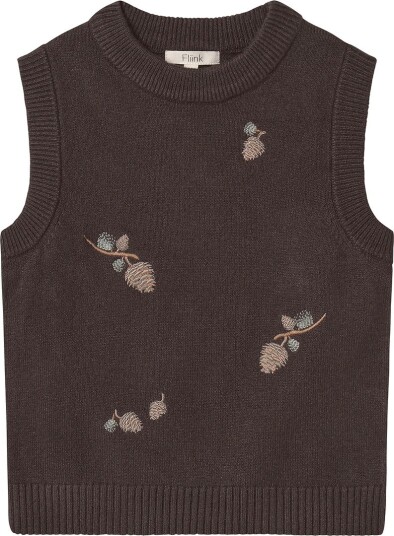 Fliink Vest   Strikk   Benna Pinecone   Kaffebønne   Fliink   104   Vest   Brun