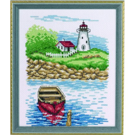 Permin Broderisett Fyrtårn og jolle 17x21cm