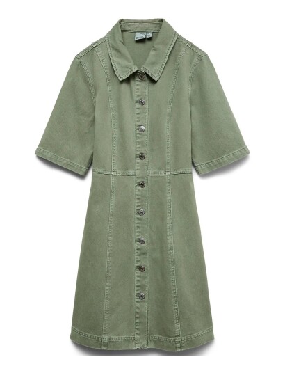 Vero Moda Vmdaisy 2/4 Short Denim Dress Noos Khaki green S Vero Moda Vmdaisy 2/4 Short Denim Dress Noos Khaki green S