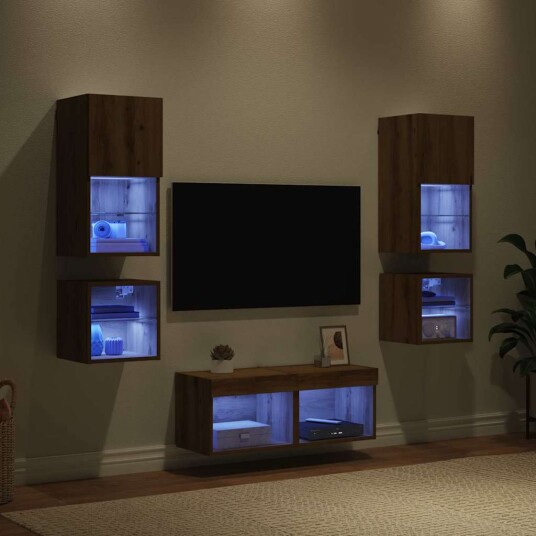 TV Vegg Enheter 8 pcs Artisan Eik Konstruert tre TV Vegg Enheter 8 pcs Artisan Eik Konstruert tre