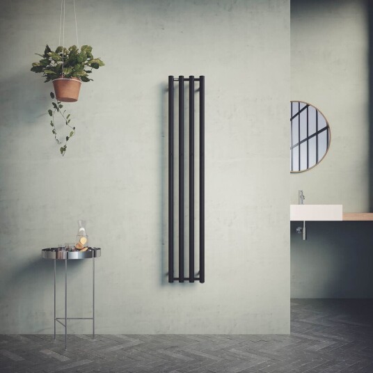 Nordhem Rosendal Håndkletørker 260x1500 mm, Vann/Strøm, Sort Matt