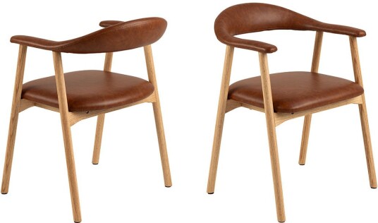 Addi spisestuestoler med armlener PU kunstskinn brun.