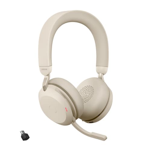 Jabra Evolve2 75 Link380c Uc Hodesett Usb-c Via Bluetooth-adapter Optimert For Uc Stereo Beige