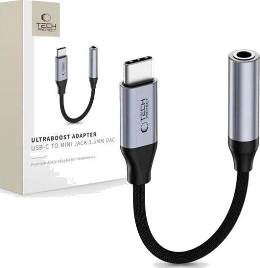 Tech-Protect Ultraboost USB-C to Mini Jack 3.5mm DAC Adapter Dark Gray