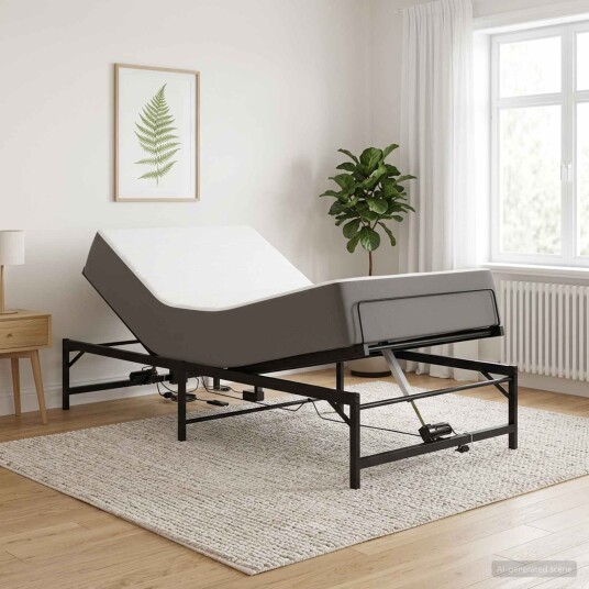 vidaXL Elektrisk Justerbar Seng Ramme Svart 90 x 190 cm Stål
