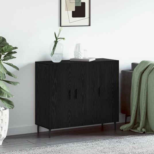 Serviesskap Svart 90 x 34 x 80 cm Konstruert tre