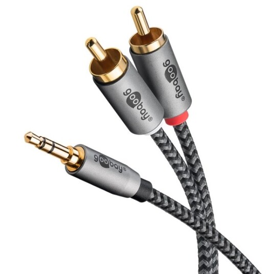 Goobay Lydadapterkabel AUX 3,5 mm jack til stereo RCA-plugg 5 m 3,5 mm plugg 3-pinners stereo > 2 x RCA-plugg lyd venstre/høyre Goobay Lydadapterkabel AUX 3,5 mm jack til stereo RCA-plugg 5 m 3,5 mm plugg 3-pinners stereo > 2 x RCA-plugg lyd venstre/høyre