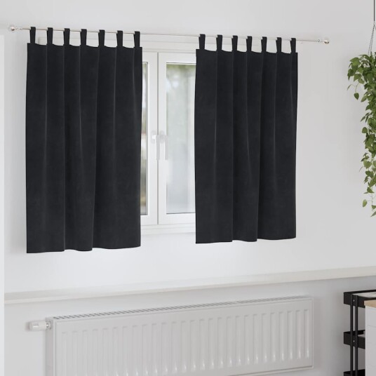  Gardiner med gardiner 2 pcs Svart 140 x 140 cm Fløyel