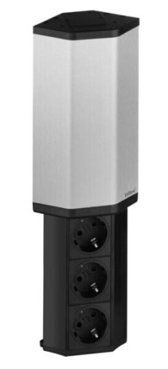EVOline V-Port 3 Uttak Sort/Børstet Aluminium 2,5m Kabel - 1504300