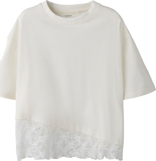 Name It T-skjorte NkfRoella Cloud Danser m. Blondekant Name It 6 år (116) T-skjorte Beige Hvit