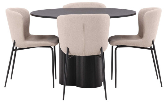Venture Design Olivia & Modesto spisegruppe Mørkegrå/svart 4 stoler & bord 110 cm