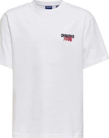 ONLY & SONS Osjfred Plant Life Rlx Ss Tee BRIGHT WHITE 122 128