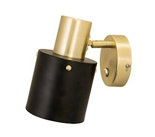 Globen Lighting Vegg Clark 1 Svart/Børstet Messing 1606971-03-200 1582445-01-0