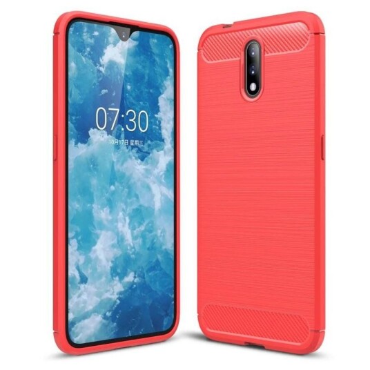 INCOVER Nokia 2.3 Brushed Karbon Fibre Plastdeksel Rød