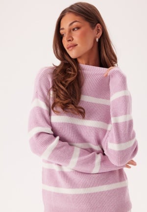 VILA Viril Mockneck L/S Knit Rib Top Winsome Orchid/White Alyssum L