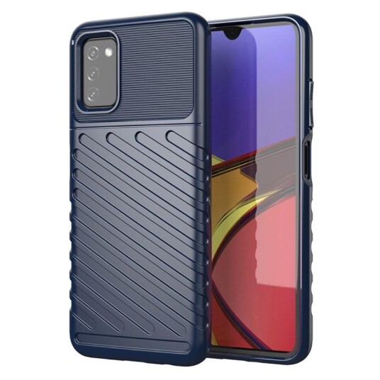 INCOVER Samsung Galaxy A03s Thunder Series Twill Plastbakdeksel - Blå
