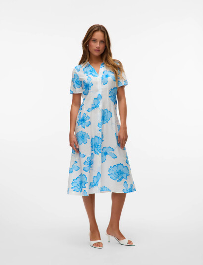 Vero Moda Vmjosie S/S Calf Shirt Dress Wvn Ga   Multi/patterned   XS