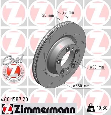 Bremseskive ZIMMERMANN 460.1587.20 Bremseskive ZIMMERMANN 460.1587.20