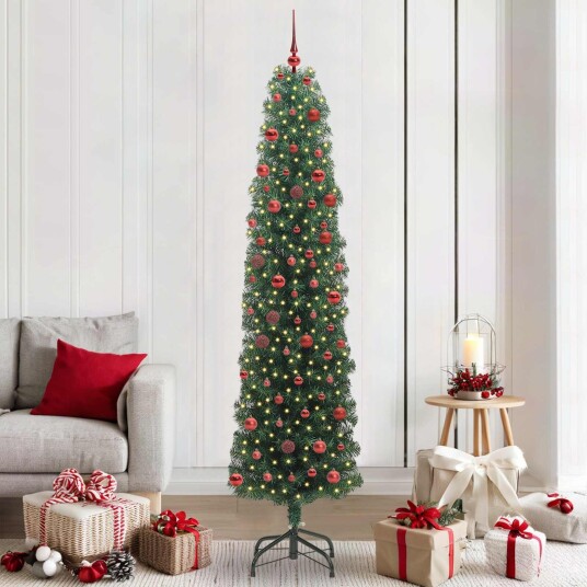  Kunstig juletre med 300 LED grønn 210 cm PVC og stål og plast