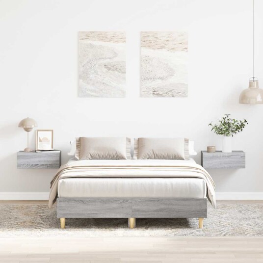 Sengeramme uten madrass grå sonoma 135x190 cm konstruert tre