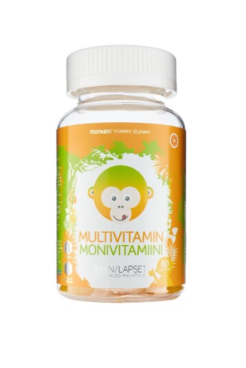Monkids multivitaminer til barn appelsinsmak 60 stk Monkids multivitaminer til barn appelsinsmak 60 stk