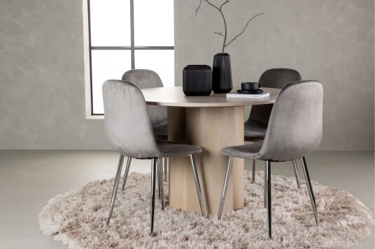 Venture Home Olivia Matgruppe 110 cm Rund med 4 Eva Stoler Whitewash