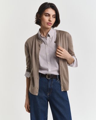 GANT Extrafine Merino Wool Cardigan - Beige - M