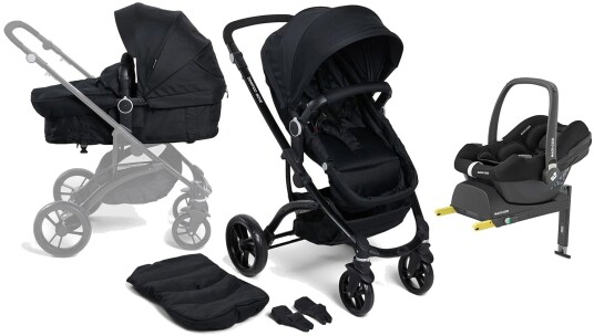 Beemoo Move 2-in-1 Kombivogn inkl. Maxi-Cosi CabrioFix i-Size Babybilstol &  Base Black