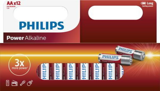 Philips PowerLife 12-Pak AA Alkalisk Engangsbatteri 1,5V