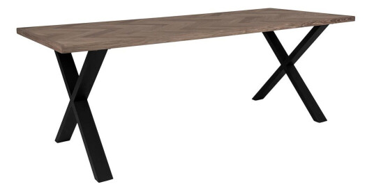 Bordeaux spisebord 95x200cm klargjort for tilleggsplater, rett kant eikefiner smoked.