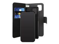 PURO Wallet 2 in1 - Lommebok for mobiltelefon - økolær - svart - for Apple iPhone 12, 12 Pro