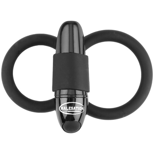 Malesation Dobbel Penisring med Vibrator - Svart Malesation Dobbel Penisring med Vibrator - Svart