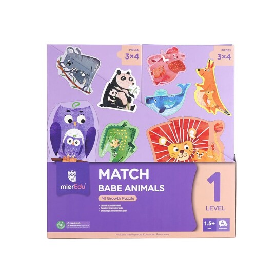 mierEdu Puzzle 8x3 pcs  Level 1 Match Baby Animals ME641