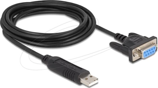 Delock Usb / Seriell Kabel Usb Hann Til Db 9 Hunn Skrubar 1.8 M Støtter Rs 232 Seriell Grensesnitt Svart