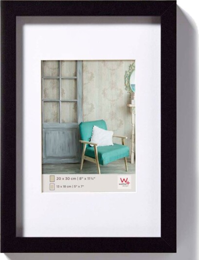 Walther Stockholm fotoramme med passepartout 15x20cm sort tre