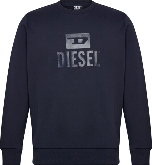 Diesel S Gir Crewneck Tone On Tone Felpa   Navy   S
