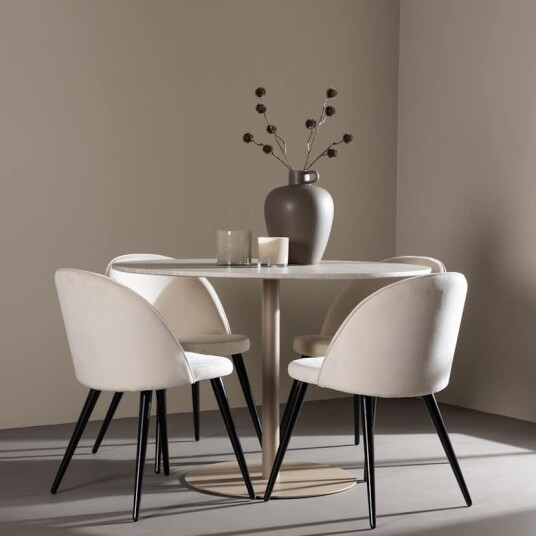 Spisegruppe Venture Home Lycke Ø110 med 4 stk Velvet Stoler Spisegruppe Venture Home Lycke Ø110 med 4 stk Velvet Stoler