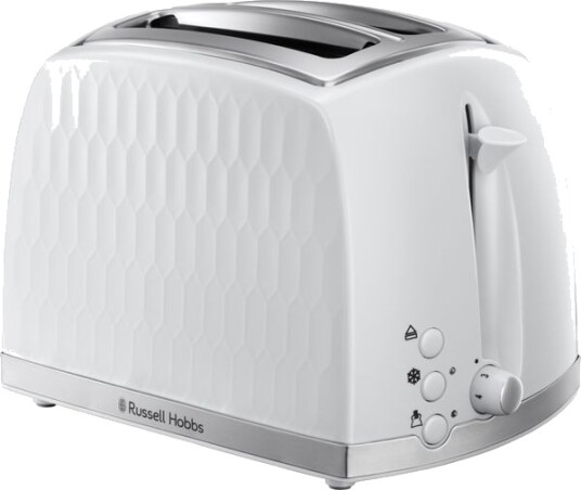 Russell Hobbs Honeycomb Brødrister 2-skiver Hvit med Manuell Stoppfunksjon Russell Hobbs Honeycomb Brødrister 2-skiver Hvit med Manuell Stoppfunksjon
