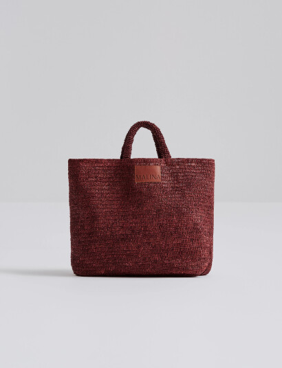 Malina Elsya Raffia Tote Bag - Burgundy - ONE SIZE