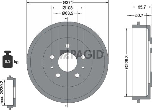 Bremsetrommel PAGID 61274N